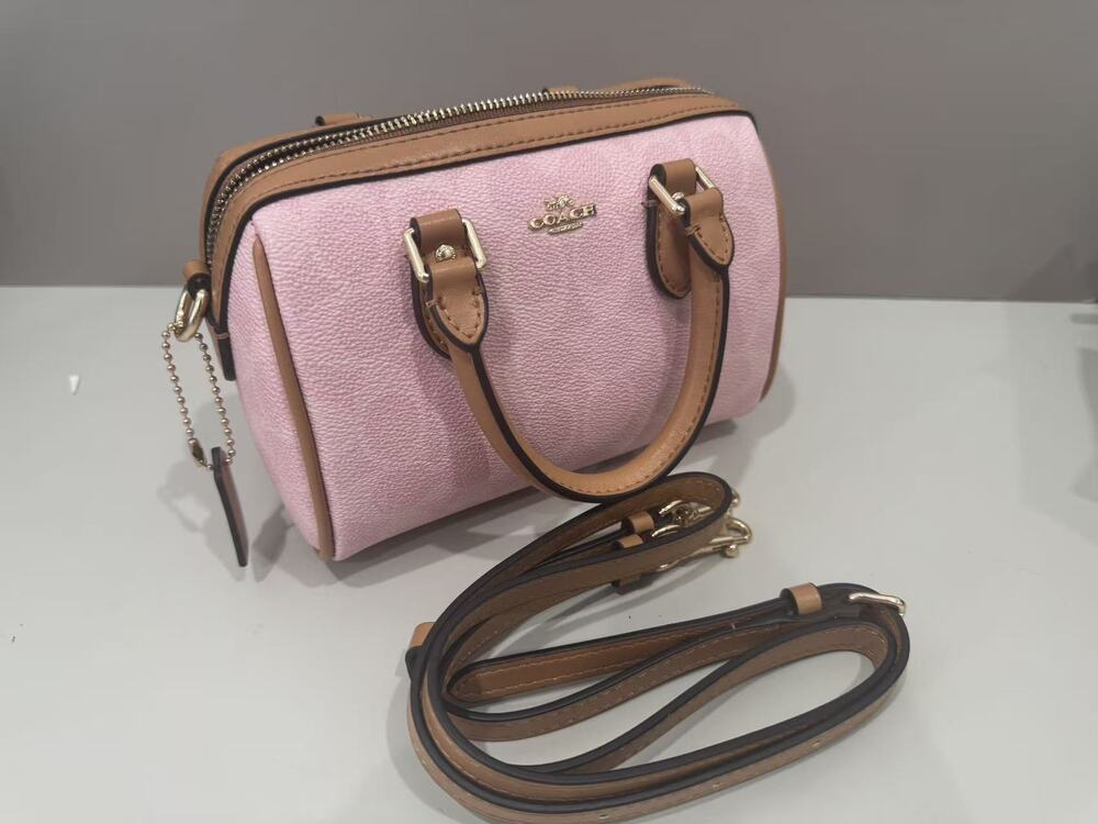 Coach Pink Signature Mini Barrel Satchel Top‑Handle Crossbody Bag - Picture 2 of 7